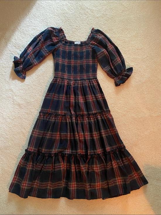 Ivy City Co Dresses & Skirts - Ivy City Women’s Navy and Red Plaid Tiered Smocked Dress XXS